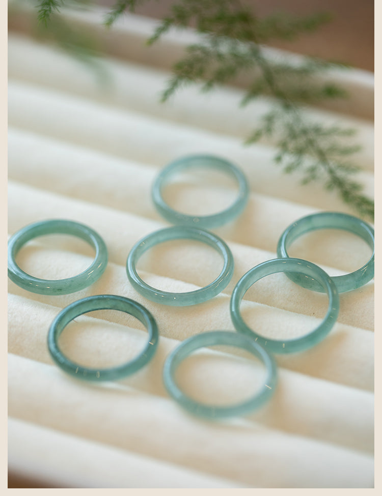 Natural A-Grade Icy Blue Jadeite Ring | Buddha3bodhi Spiritual Couple Rings