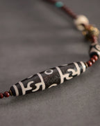 Handmade Lobular Purple Sandalwood Tibetan Dzi Beads Pendant