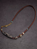 Handmade Lobular Purple Sandalwood Tibetan Dzi Beads Pendant