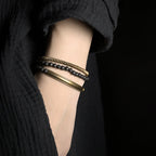Multi-Layer Lava Stone & Brass Couple Bracelet for Grounding & Passion