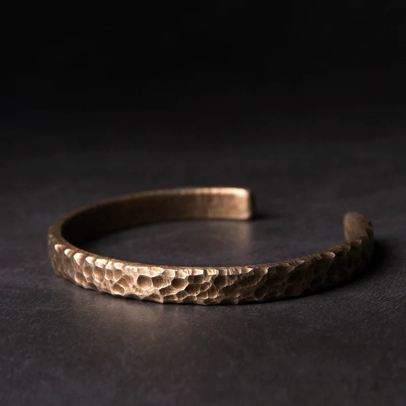 Tibetan Vintage Handmade Brass Cuff Bracelet Couple Jewelry for Spiritual Balance