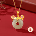 Hetian Jade Peace Circle 12 Chinese Zodiac Necklace – S925 Silver Horse Year Gift Jewelry