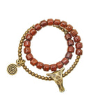 Tibetan Handmade Double-Wrap Yak Bone & Brass Bull Head Bracelet · Primal Strength, Sacred Grounding