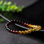 Natural Amber Blood Piebald Gradient Square Old-Style Bead Bracelet – Minimalist Unisex Handmade Jewelry