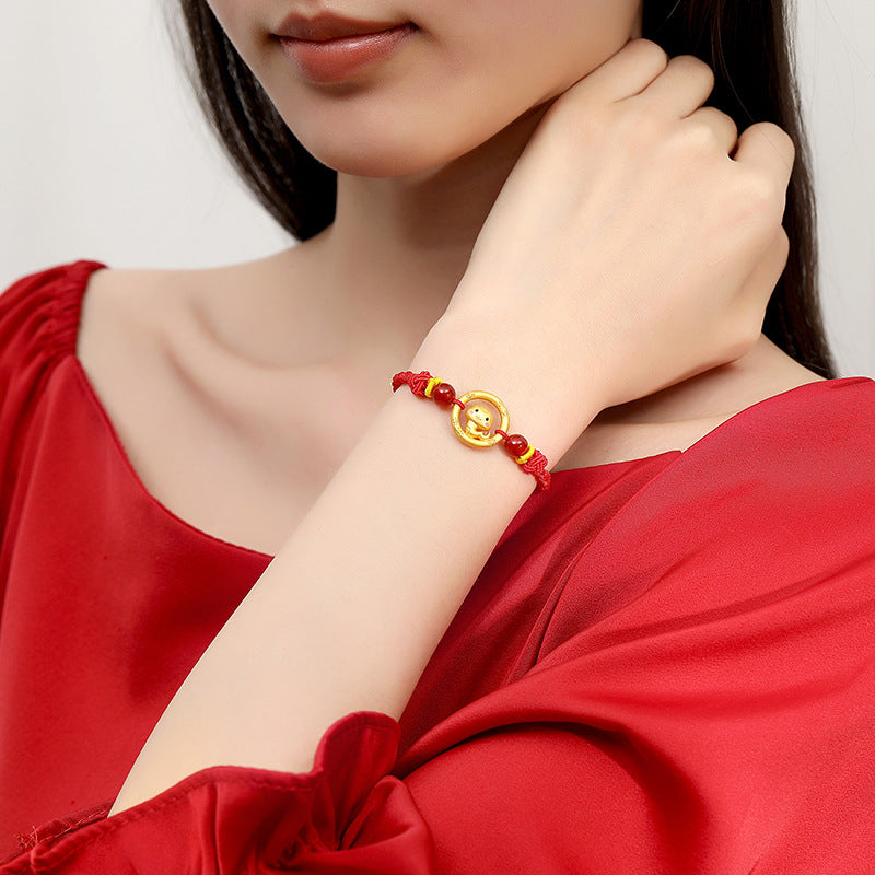 Red String Bracelet Featuring Chinese Zodiac Peace Circle and S925 Silver – Horse Year Good Luck Charm
