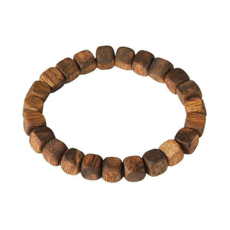 Natural Hainan Agarwood Cube Bead Bracelet – Health & Protection
