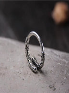 S925 Sterling Silver Retro Sun Wukong Golden Cudgel Ring Adjustable Unisex Finger Ring