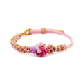 Mandala Knot Pink Charm Bracelet – 8-Strand Braided Adjustable Cord for Love & Harmony