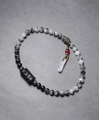 Double-Layer Black Rutilated Quartz Bracelet with White Crystal Pendant for Protection & Mental Clarity