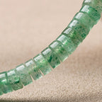 Natural Ice-Green Strawberry Quartz Straight-Cut Thin Slice Bracelet