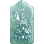 Natural Blue Water Jadeite Guanyin Pendant – A-Grade Jade, Spiritual Protection Talisman