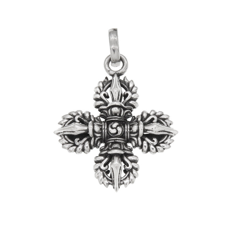 925 Sterling Silver Vajra Cross Pendant for Men & Women