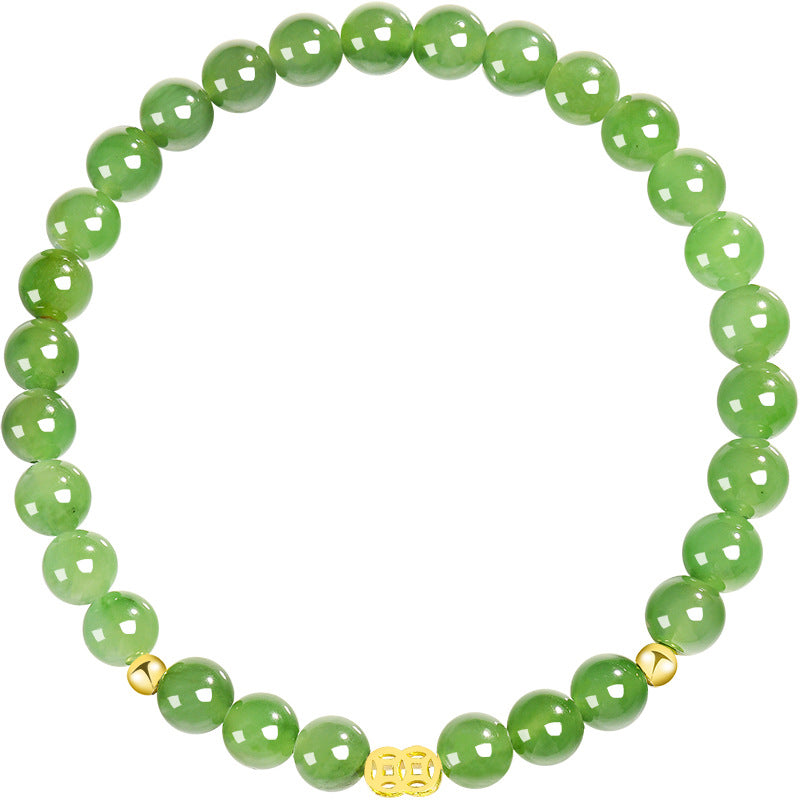 Women’s Genuine Aged Green Hetian Jade Bamboo Bracelet– Handcrafted Jade Jewelry