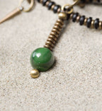 Green Bodhi Beads Bracelet with Ebony & Brass Spacers · Multi-Layer Spiritual Mala for Meditation & Mindfulness