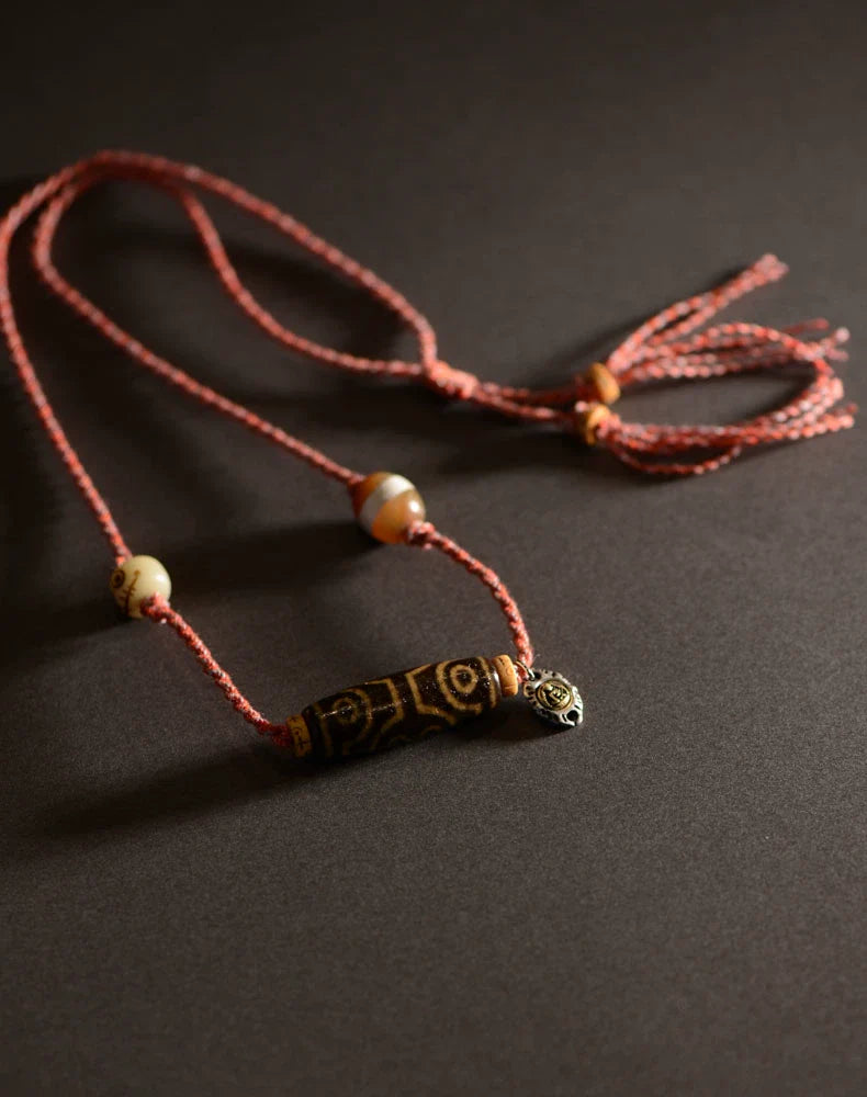 Handmade Rope Tibetan Dzi Bead Pendant