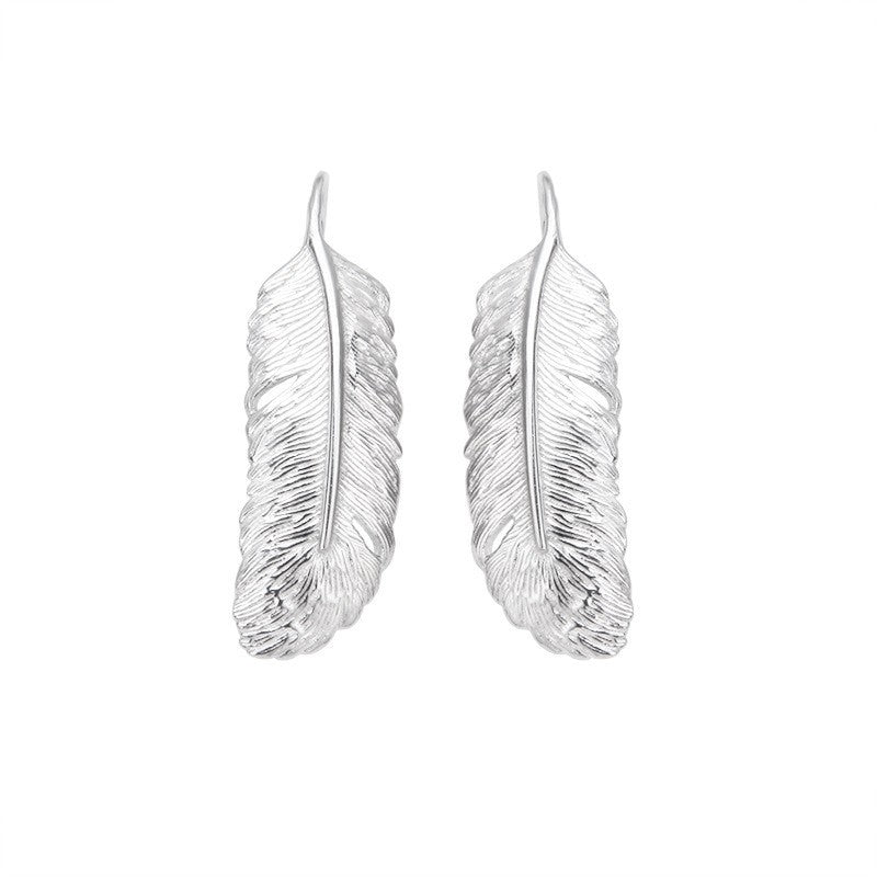 925 Sterling Silver Feather Earrings for Women