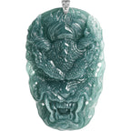 Natural Blue Water Jadeite Dragon Pendant – A-Grade Jade, S925 Silver Setting, Powerful Zodiac Dragon Talisman