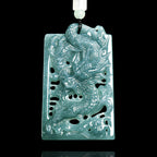 Natural Ice Blue Jadeite Hollow Dragon Pendant – Genuine A-Grade Blue Water Jade, Zodiac Dragon Talisman for Power & Protection