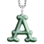 Natural A-Grade Jadeite Letter Pendant – S925 Silver Setting, Ice-Type Jade, Hip-Hop & Personalized Style