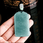 Natural A-Grade Blue Water Jadeite Wushi Plaque Pendant – Prosperity & Protection