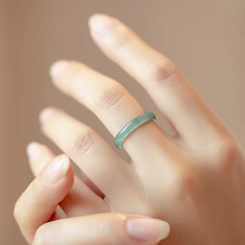 Natural A-Grade Icy Blue Jadeite Ring | Buddha3bodhi Spiritual Couple Rings