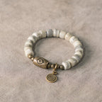 Tibetan Handmade Yak Bone & Brass Dzi Bracelet · Sacred Protection, Grounded Strength