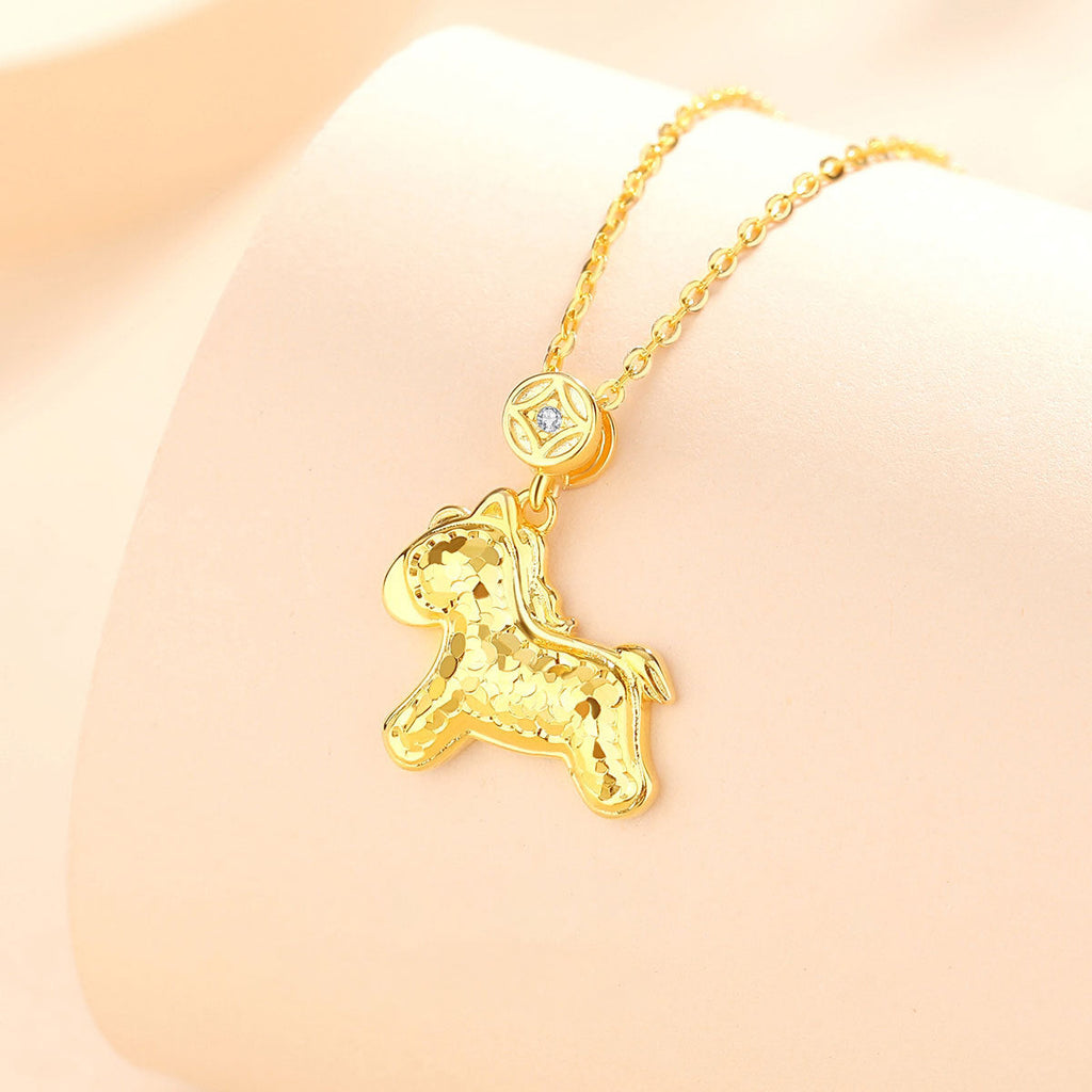 Women’s S925 Silver Ice-Textured Cute Horse Set – Necklace, Bracelet, Earrings Charms