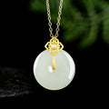 Natural Aged Hetian White Jade Peace Circle Pendant – Women’s Talisman of Safety & Harmony