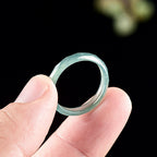 Natural A-Grade Blue Water Jadeite Diamond-Cut Ring – Unisex Couple's Ring, Elegant Design