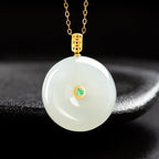 Natural Hetian White Jade Peace Circle Pendant-Symbol of Peace and Protection