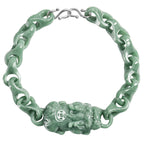 Natural A-Grade Bean Green Jadeite Pixiu Bracelet – Central Pixiu Talisman, Spiritual Protection, Unisex Design