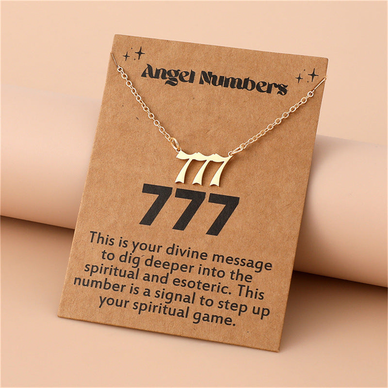 Angel Number Necklace, Gold-Plated Stainless Steel 111–999 Angel Number Clavicle Chain Necklace