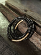 Ebony Wood & Brass Protection Bracelet – Multi-Layer Beads for Strength & Stability