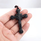 Natural A-Grade Black Jadeite Cross Pendant for Men and Women