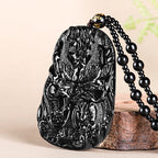 Natural A-Grade Black Jadeite Dragon King Pendant – Zodiac Dragon Ice Jade Necklace Unisex