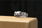 Vintage S925 Silver Adjustable Lucky Elephant Ring – Matte Finish