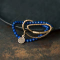 Lapis Lazuli Bracelet Tibetan Jewelry for Spiritual Balance with Brass Accents · Multi-Layer Wrap Strand