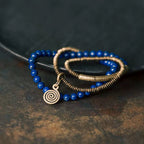 Lapis Lazuli Bracelet Tibetan Jewelry for Spiritual Balance with Brass Accents · Multi-Layer Wrap Strand