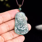 Natural Ice Blue Jadeite Dragon “Soaring Across the Four Seas” Pendant – Genuine A-Grade Blue Water Jade Zodiac Dragon Talisman