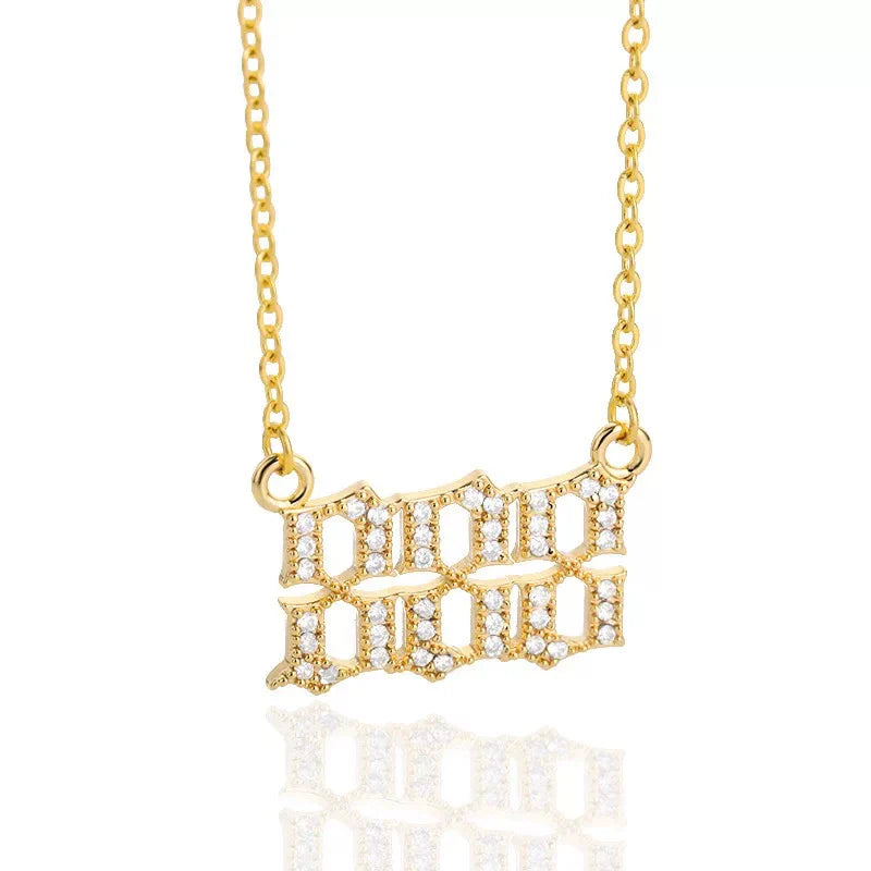 Angel Number Zircon Gold-Plated Necklace – Handmade & Radiantly Divine