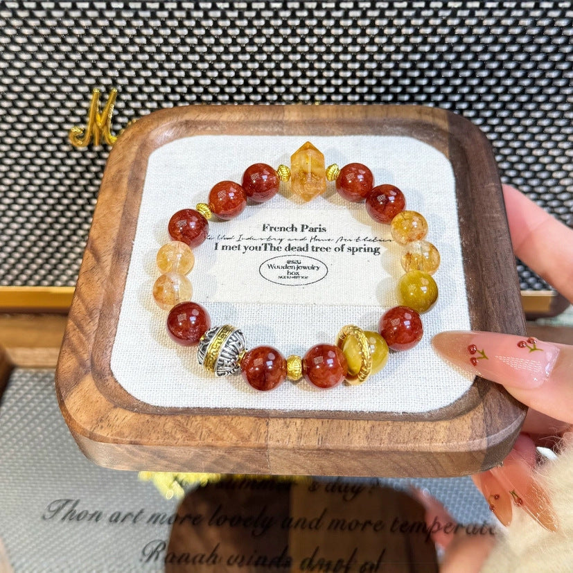 Nezha Energy Bracelet Citrine Crystal Tiger's Eye Dark Red Hematoid Bracelet