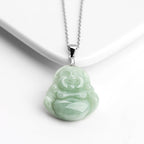 925 Silver Jadeite Little Buddha Pendant – A Grade Myanmar Jade, Lucky Charm