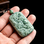 Natural A-Grade Jadeite Nine-Dragon Talisman Pendant – Protect Your Zodiac with Power & Luck
