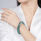 Natural A-Grade Blue Water Jadeite Bangle – Peaceful Bangle, Ice-Type Jadeite for Women
