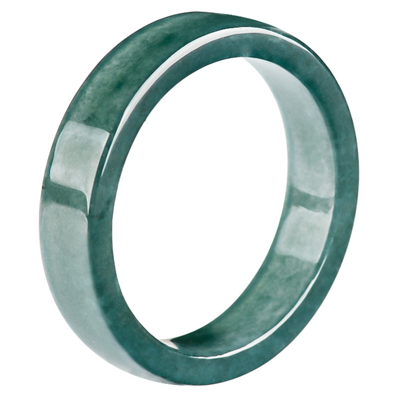 Natural A-Grade Blue Water Jadeite Square Ring