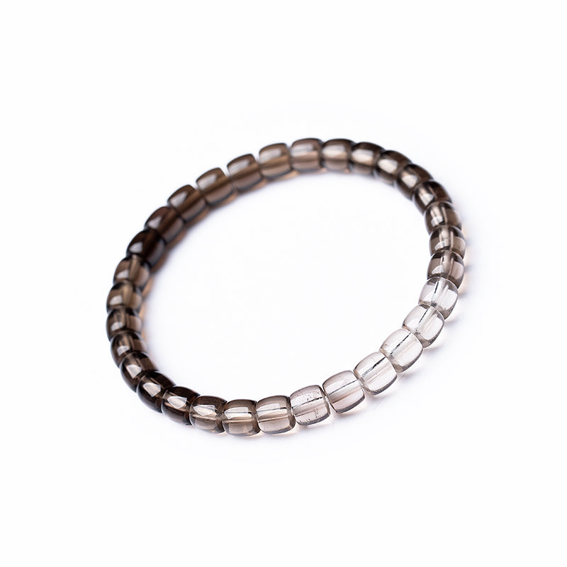 Natural Smoky Quartz Barrel Bead Bracelet - Simple Unisex Single Strand