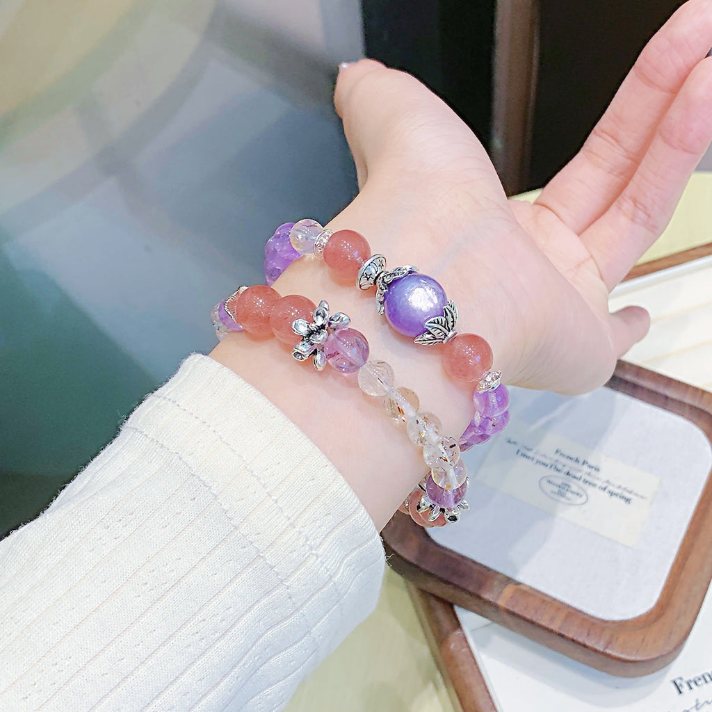 Strawberry Quartz Double Wrap Bracelet – Customizable Natural Crystal Jewelry