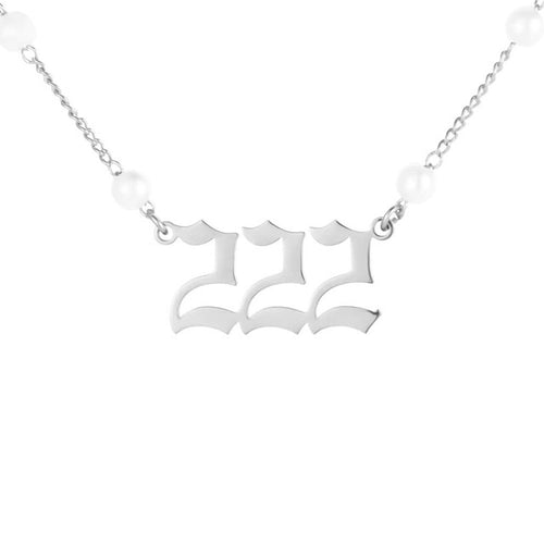 Angel Number Pearl Pendant Necklace for Women – Non-Tarnish Stainless Steel Chain with Lucky Number Charm