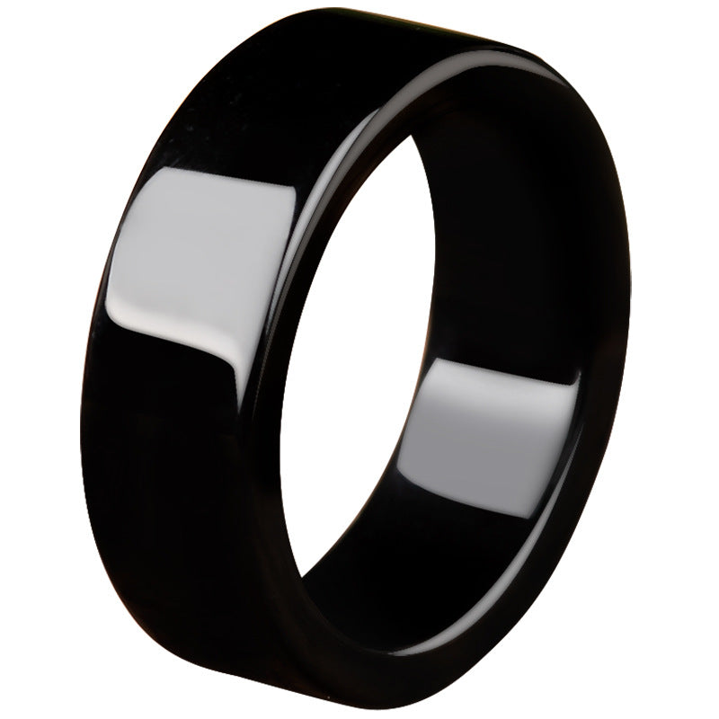 Natural A-Grade Black Jade Ring — Unisex Couple Band