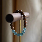 Vietnamese Agarwood Blue Jadeite Bead Bracelet for Women